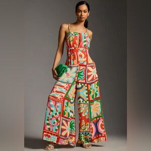 Farm Rio Cutout Halter Jumpsuit Size Medium Callout